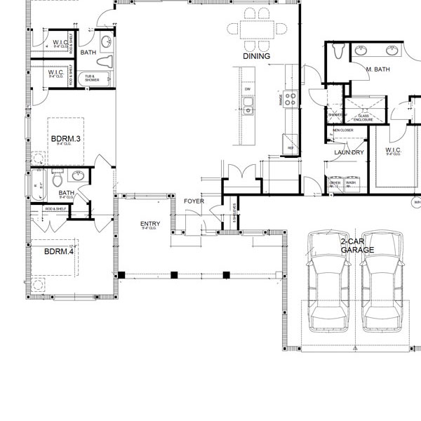 Floor plan for The Ellington with 2-Car Garage